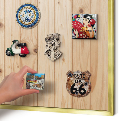 Magnettafel dekorativ bedruckt mit goldenem Rahmen Holzmuster