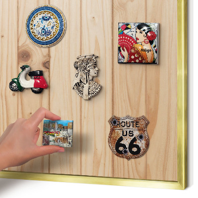 Magnettafel dekorativ bedruckt mit goldenem Rahmen Holzmuster