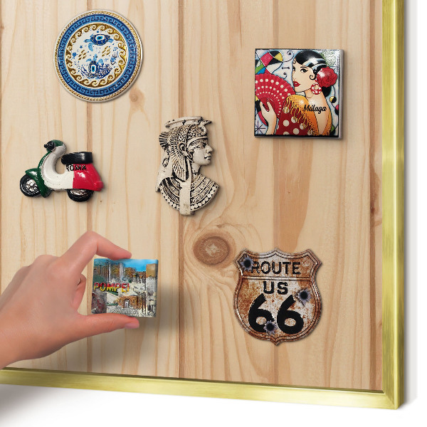 Magnettafel dekorativ bedruckt mit goldenem Rahmen Holzmuster