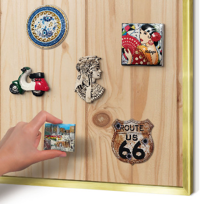 Magnettafel dekorativ bedruckt mit goldenem Rahmen Holzmuster