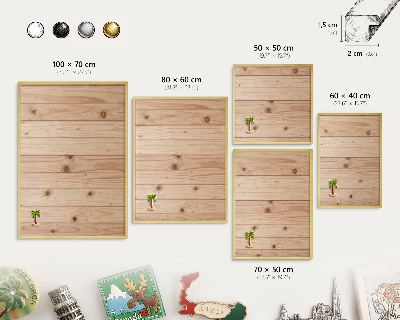 Magnettafel dekorativ bedruckt mit goldenem Rahmen Holzmuster