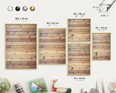 Magnettafel für Urlaubsmagnete in Goldrahmen Holzbretter
