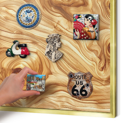 Magnettafel dekorativ bedruckt mit goldenem Rahmen Holzstruktur