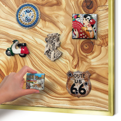Magnettafel dekorativ bedruckt mit goldenem Rahmen Holzstruktur