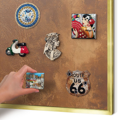 Magnettafel dekorativ bedruckt mit goldenem Rahmen Braune Textur