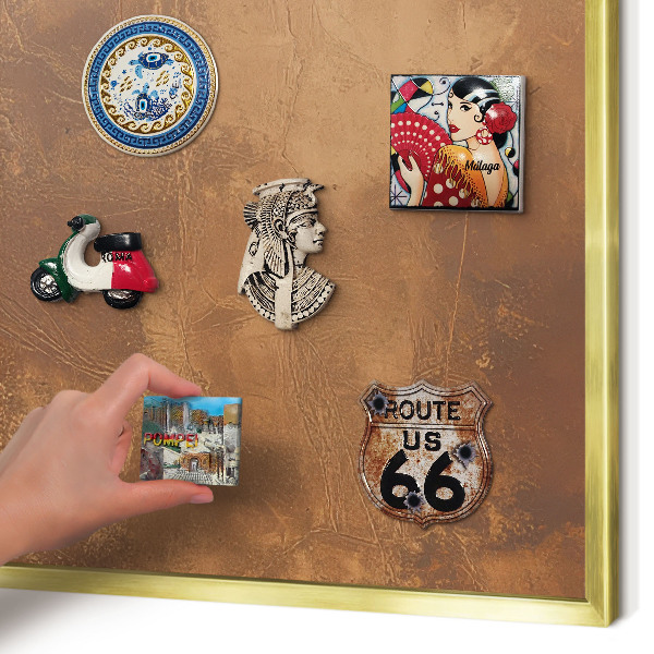 Magnettafel dekorativ bedruckt mit goldenem Rahmen Braune Textur