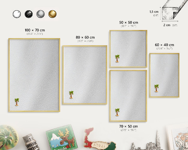 Magnettafel für Urlaubsmagnete in Goldrahmen Elegante Textur