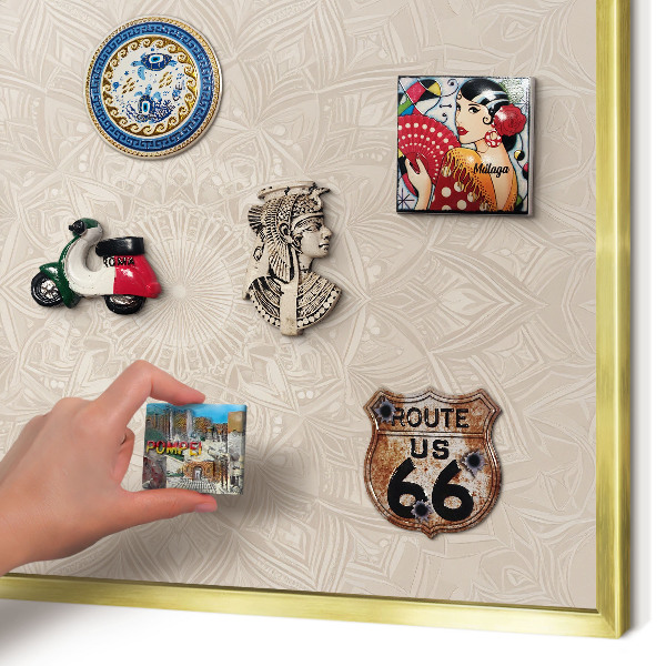 Magnettafel dekorativ bedruckt mit goldenem Rahmen Dekorative Mandala