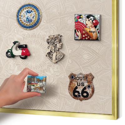 Magnettafel dekorativ bedruckt mit goldenem Rahmen Dekorative Mandala