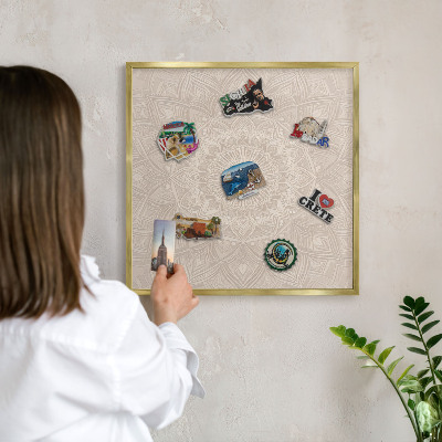 Magnettafel dekorativ bedruckt mit goldenem Rahmen Dekorative Mandala