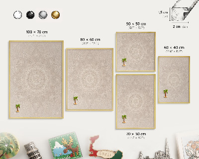 Magnettafel dekorativ bedruckt mit goldenem Rahmen Dekorative Mandala