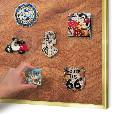 Magnettafel dekorativ bedruckt mit goldenem Rahmen Holzmaserung