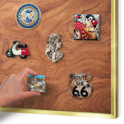 Magnettafel dekorativ bedruckt mit goldenem Rahmen Holzmaserung