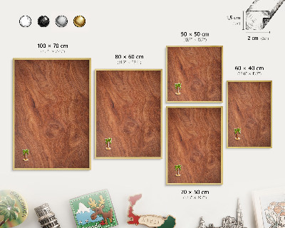 Magnettafel dekorativ bedruckt mit goldenem Rahmen Holzmaserung