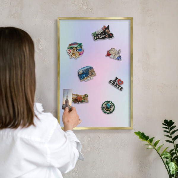 Magnettafel dekorativ bedruckt mit goldenem Rahmen Pastellfarbener Farbverlauf