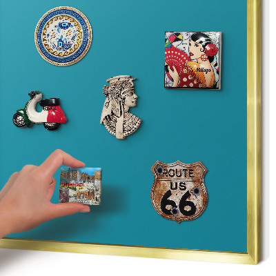 Magnettafel dekorativ bedruckt mit goldenem Rahmen Kühles Türkis