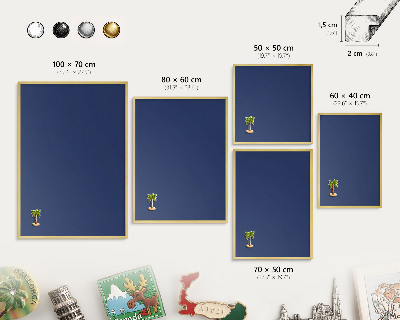 Magnettafel dekorativ bedruckt mit goldenem Rahmen Leuchtendes Marineblau