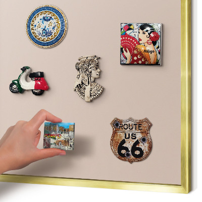 Magnettafel dekorativ bedruckt mit goldenem Rahmen Beige-Rosa
