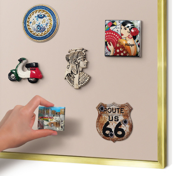 Magnettafel dekorativ bedruckt mit goldenem Rahmen Beige-Rosa