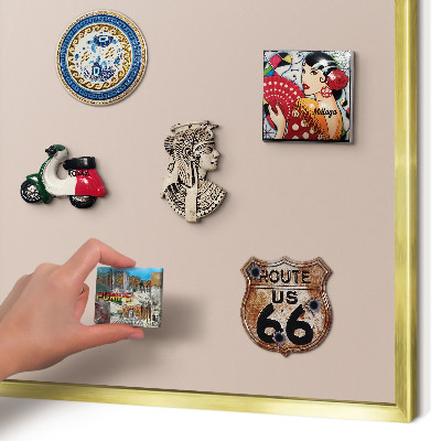 Magnettafel dekorativ bedruckt mit goldenem Rahmen Beige-Rosa