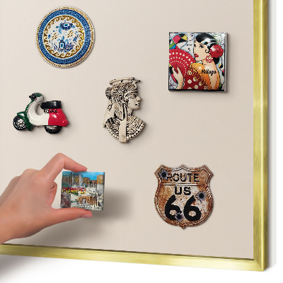 Magnettafel dekorativ bedruckt mit goldenem Rahmen Warmes Beige