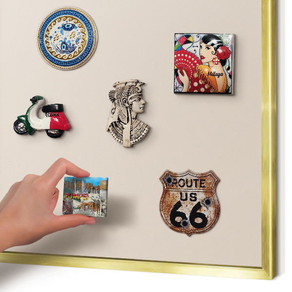 Magnettafel dekorativ bedruckt mit goldenem Rahmen Warmes Beige