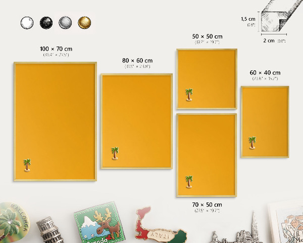 Magnettafel dekorativ bedruckt mit goldenem Rahmen Leuchtendes Orange