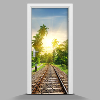 Selbstklebende Türtapete mit Motiv Spuren im Dschungel