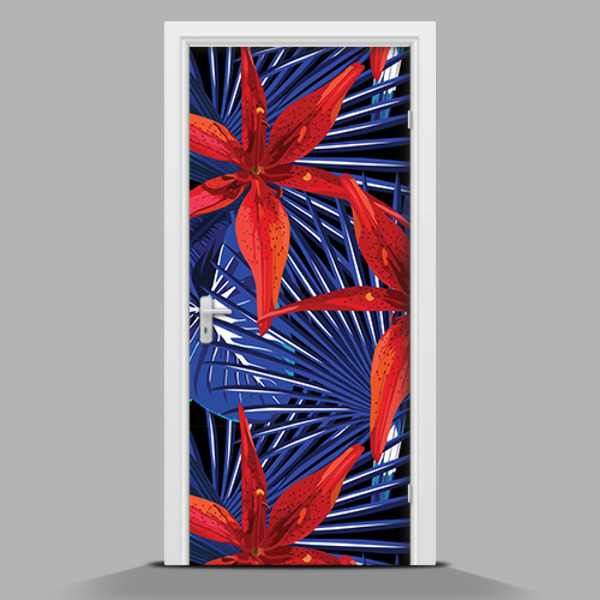 Tür Folie Gezeichnete orange Orchideen