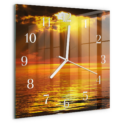 Wanduhr quadratisch Sonnenuntergang