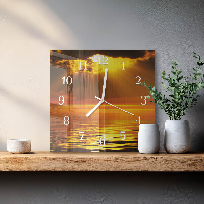 Wanduhr quadratisch Sonnenuntergang
