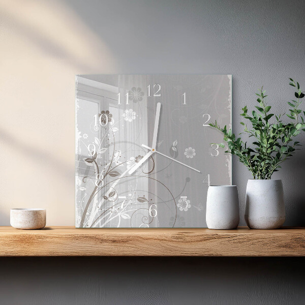 Wanduhr quadratisch Blumen