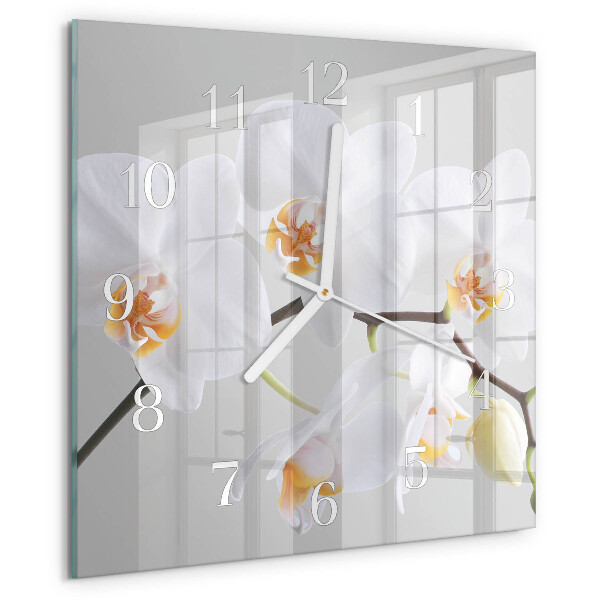 Wanduhr quadratisch Orchidee