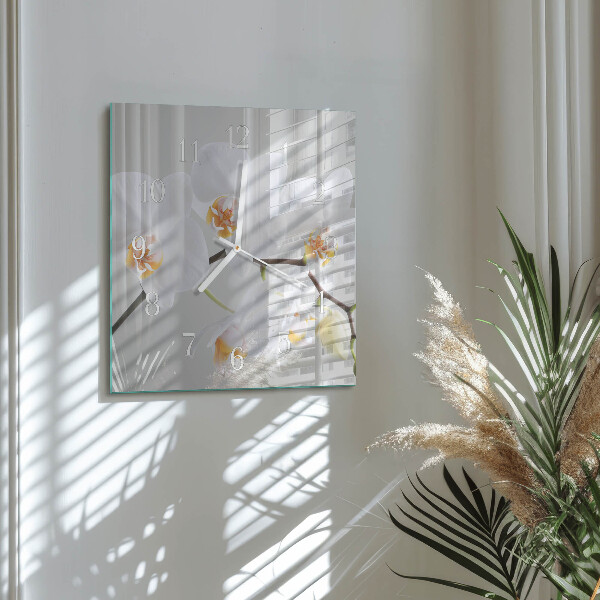 Wanduhr quadratisch Orchidee
