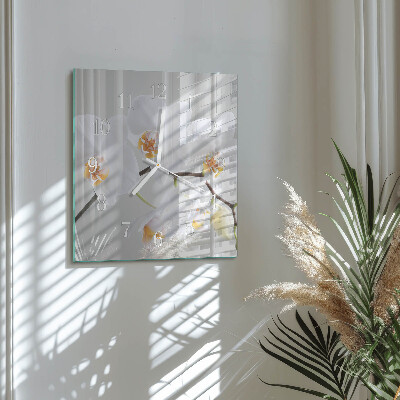 Wanduhr quadratisch Orchidee