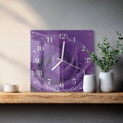 Wanduhr quadratisch Rose