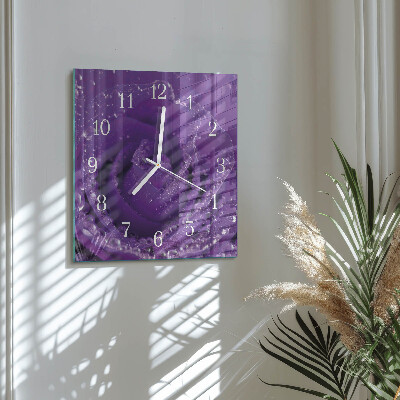 Wanduhr quadratisch Rose