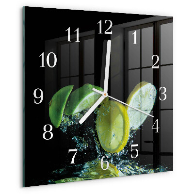 Wanduhr quadratisch Zitrone und Limette