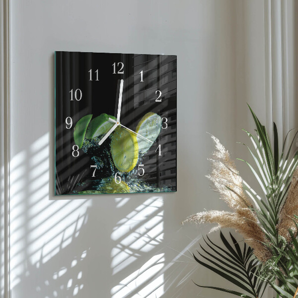 Wanduhr quadratisch Zitrone und Limette