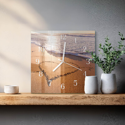 Wanduhr quadratisch Herz des Strandes