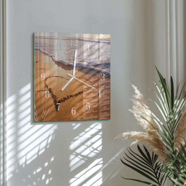 Wanduhr quadratisch Herz des Strandes