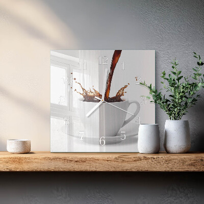Wanduhr quadratisch Tasse Kaffee