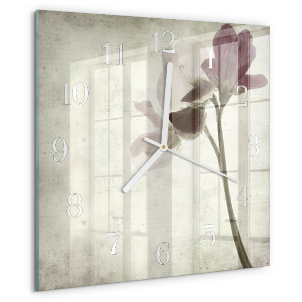 Wanduhr quadratisch Vintage-Blumen