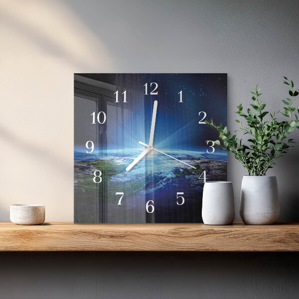 Wanduhr quadratisch Das Universum der Erde