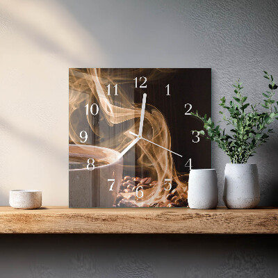 Wanduhr quadratisch Tasse Kaffee
