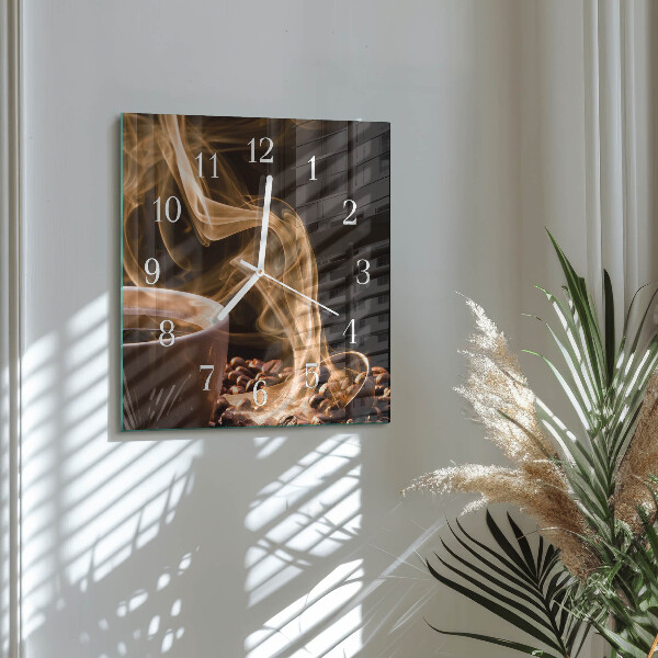 Wanduhr quadratisch Tasse Kaffee