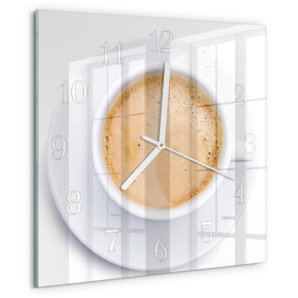 Wanduhr quadratisch Tasse Kaffee