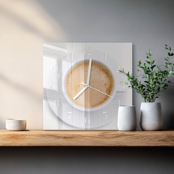Wanduhr quadratisch Tasse Kaffee