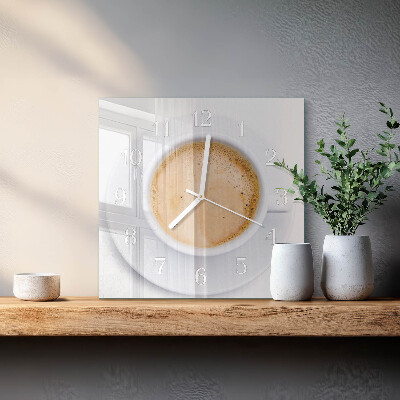 Wanduhr quadratisch Tasse Kaffee