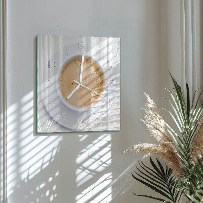 Wanduhr quadratisch Tasse Kaffee